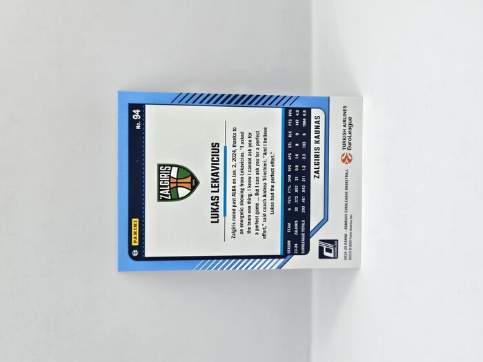 24-25 PANINI DONRUSS EUROLEAGUE ZALGIRIS LUKAS LEKAVICIUS SILVER LASER 133/149