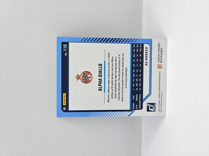 24-25 PANINI DONRUSS EUROLEAGUE MONACO ALPHA DIALLO PURPLE PRESS PROOF 004/275