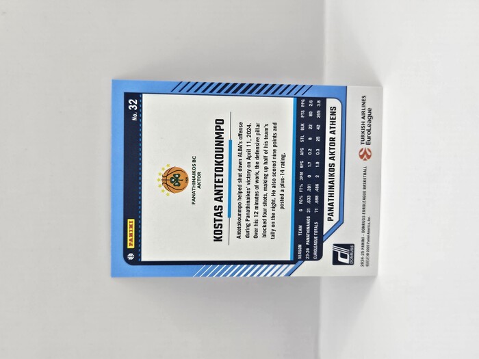 24-25 PANINI DONRUSS EUROLEAGUE PANATHINAIKOS KOSTAS ANTETOKOUNMPO 25TH ANNIVERSARY 25/25