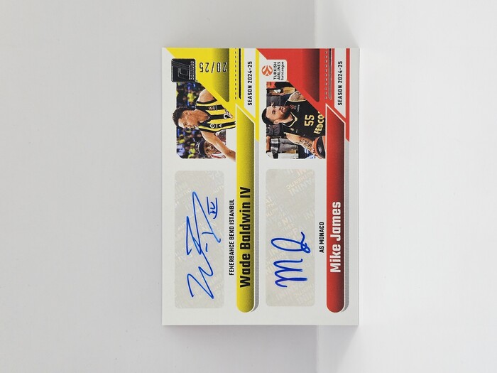 24-25 PANINI DONRUSS EUROLEAGUE WADE BALDWIN IV X MIKE JAMES DUAL AUTOGRAPH 20/25