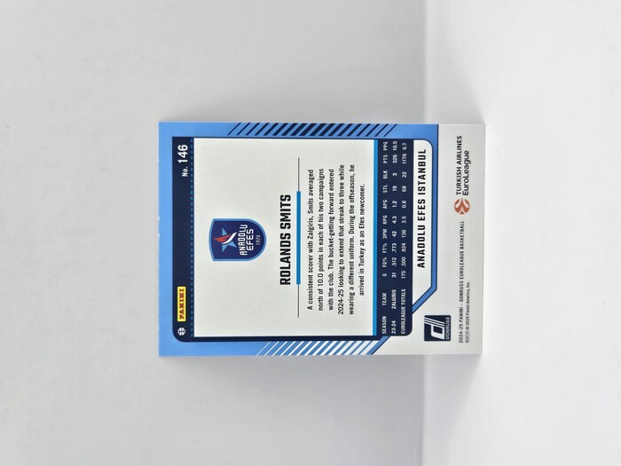 24-25 PANINI DONRUSS EUROLEAGUE ANADOLU EFES ROLANDS SMITS PURPLE LASER 41/99