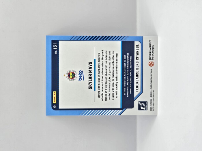24-25 PANINI DONRUSS EUROLEAGUE FENERBAHCE SKYLAR MAYS BLUE LAZER 12/49
