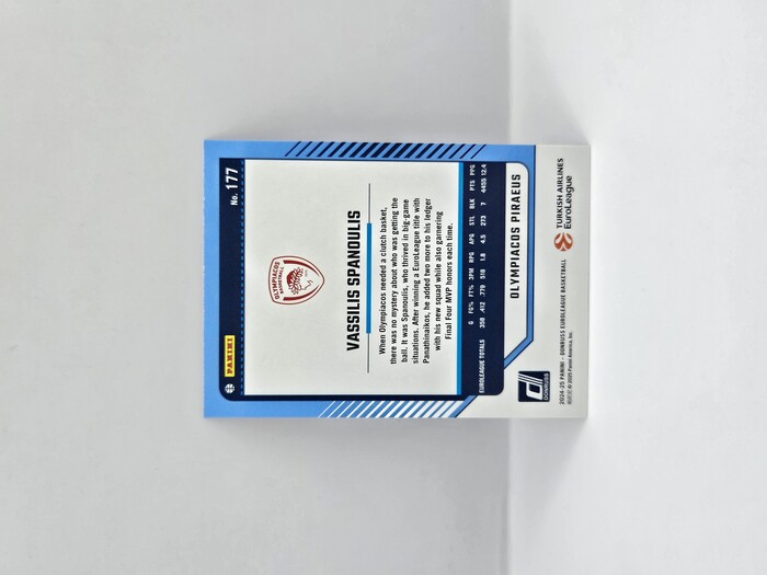 2024-25 PANINI DONRUSS EUROLEAGUE OLYMPIACOS VASSILIS SPANOULIS BLUE LASER 25/49