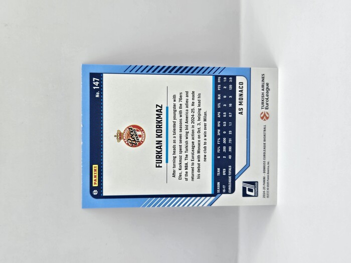 24-25 PANINI DONRUSS EUROLEAGUE MONACO FURKAN KORKMAZ PURPLE LASER 72/99