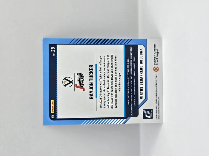 24-25 PANINI DONRUSS OPTIC EUROLEAGUE VIRTUS BOLOGNA RAYJON TUCKER PURPLE PRESS PROOF 098/275