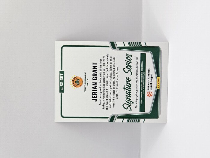 24-25 PANINI DONRUSS EUROLEAGUE PANATHINAIKOS JERIAN GRANT ''SIGNATURE SERIES'' RED LASER 95/99
