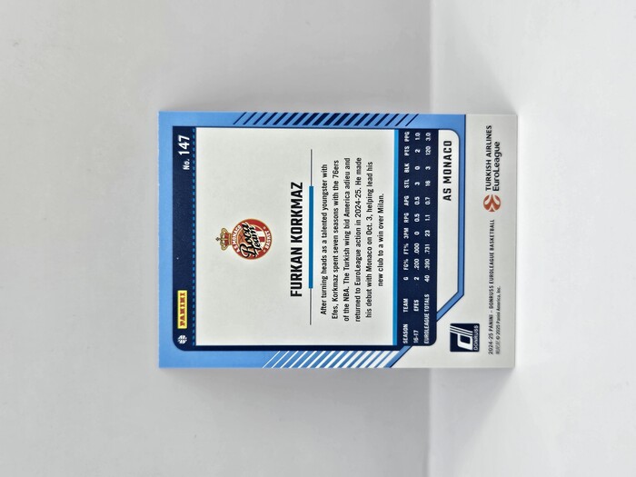 24-25 PANINI DONRUSS EUROLEAGUE MONACO FURKAN KORKMAZ PURPLE LASER 91/99