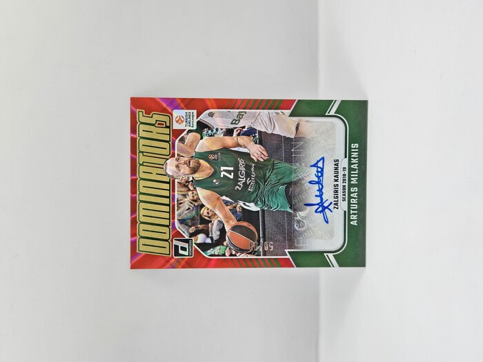24-25 PANINI DONRUSS EUROLEAGUE ZALGIRIS ARTURAS MILANKIS ''DOMINATORS'' RED LASER AUTOGRAPH50/99