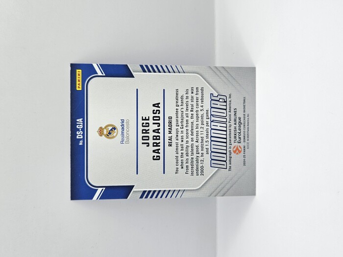 24-25 PANINI DONRUSS EUROLEAGUE REAL MADRID JORGE GARBAJOSA BLUE LASER AUTOGRAPH 49/49