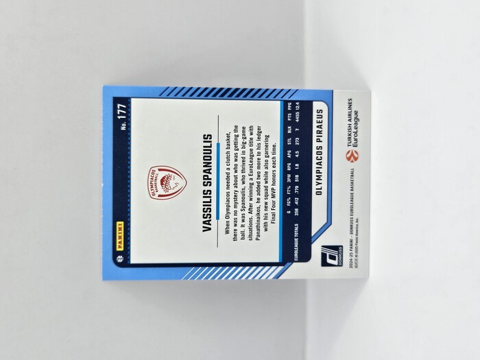 2024-25 PANINI DONRUSS EUROLEAGUE OLYMPIACOS VASSILIS SPANOULIS PURPLE PRESS PROOF 254/275