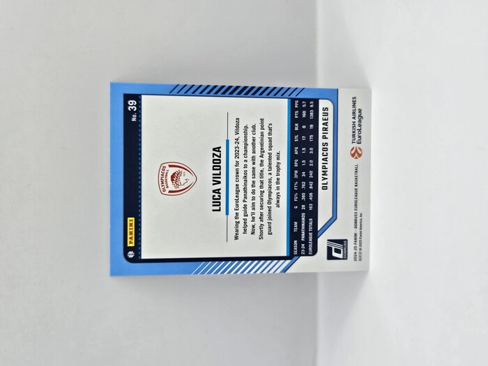 2024-25 PANINI DONRUSS EUROLEAGUE OLYMPIACOS LUCA VILDOZA PURPLE PRESS PROOF 103/275