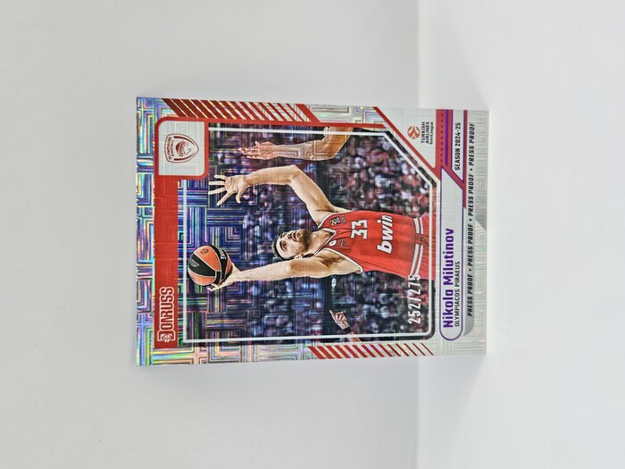 2024-25 PANINI DONRUSS EUROLEAGUE OLYMPIACOS NIKOLA MILUTINOV PURPLE PRESS PROOF 252/275