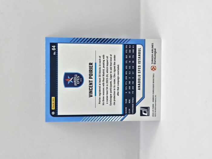 24-25 PANINI DONRUSS EUROLEAGUE ANADOLU EFES VINCENT POIRIER PURPLE PRESS PROOF 097/275
