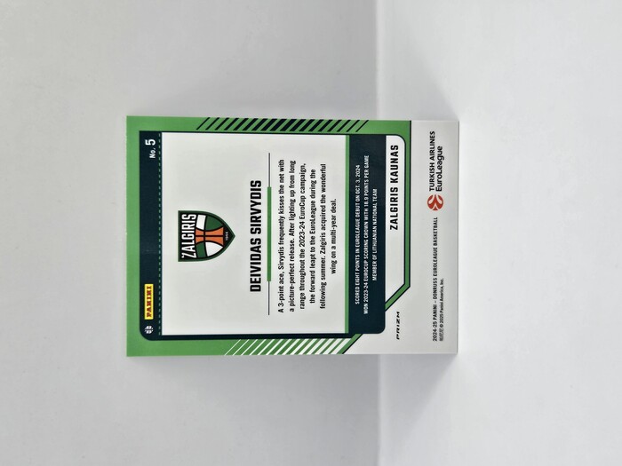 24-25 PANINI DONRUSS OPTIC EUROLEAGUE ZALGIRIS DEIVIDAS SIRVYDIS WHITE SPARKLE