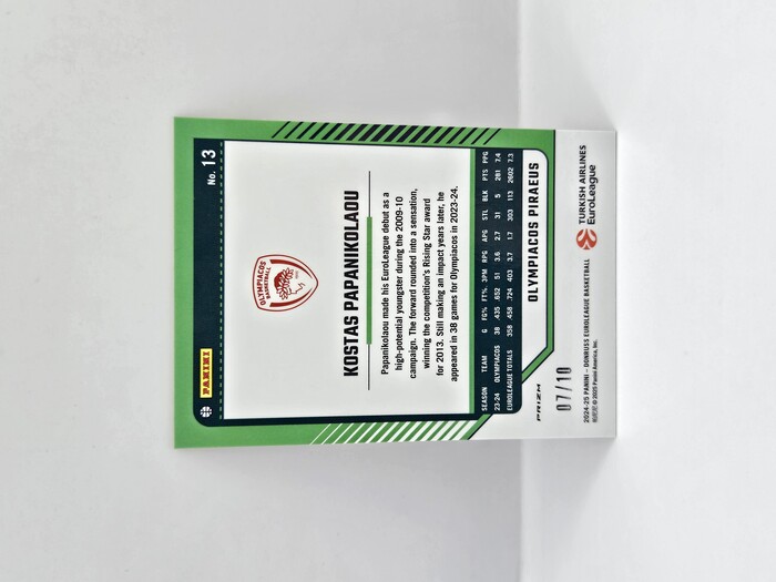 2024-25 PANINI DONRUSS OPTIC EUROLEAGUE OLYMPIACOS KOSTAS PAPANIKOLAOU GOLD 07/10