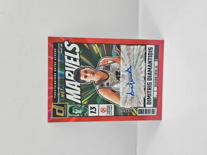 24-25 PANINI DONRUSS EUROLEAGUE PANATHINAIKOS DIMITRIS DIAMANTIDIS ''NET MARVELS'' RED LASER AUTOGRAPH79/99