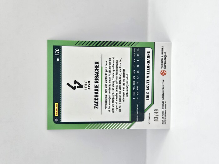 24-25 PANINI DONRUSS OPTIC EUROLEAGUE LDLC ASVEL ZACCHARIE RISACHER BLUE 03/49