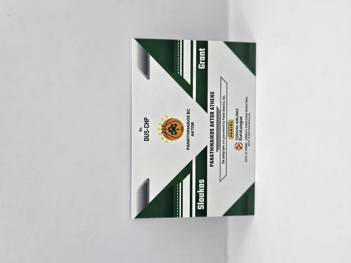 24-25 PANINI DONRUSS EUROLEAGUE PANATHINAIKOS KOSTAS SLOUKA X JERIAN GRANT DUAL AUTO 09/25