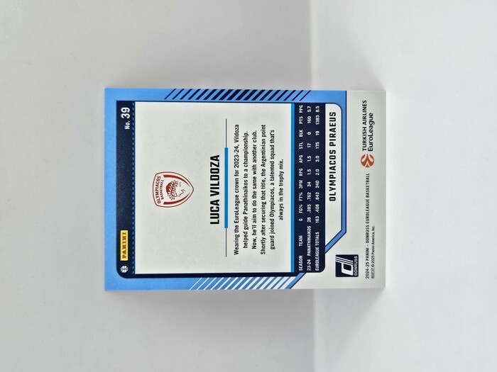 2024-25 PANINI DONRUSS EUROLEAGUE OLYMPIACOS LUCA VILDOZA ORANGE LASER 01/75
