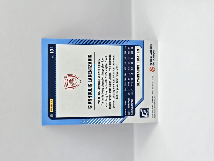2024-25 PANINI DONRUSS EUROLEAGUE OLYMPIACOS GIANNOULIS LARENTZAKIS PURPLE PRESS PROOF 130/275