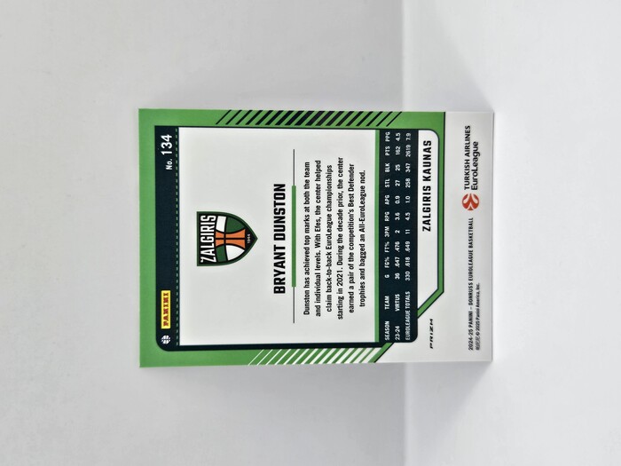 24-25 PANINI DONRUSS OPTIC EUROLEAGUE ZALGIRIS BRYANT DUNSTON WHITE SPARKLE