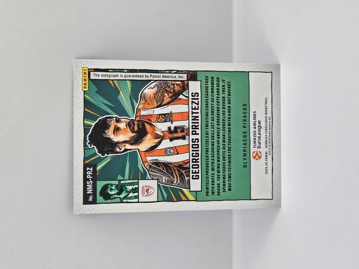 2024-25 PANINI DONRUSS EUROLEAGUE OLYMPIACOS GEORGIOS PRINTEZIS BLUE ''NET MARVELS'' AUTOGRAPH 13/49
