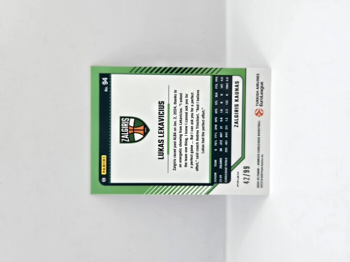 24-25 PANINI DONRUSS OPTIC  EUROLEAGUE ZALGIRIS LUKAS LEKAVICIUS RED 42/99