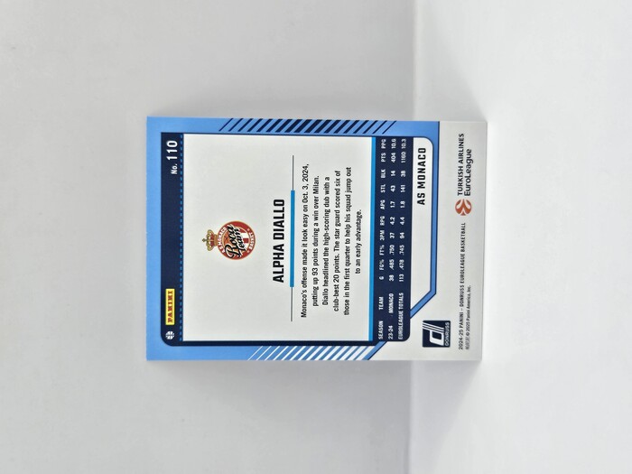 24-25 PANINI DONRUSS EUROLEAGUE MONACO ALPHA DIALLO PURPLE LASER 139/275