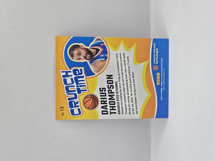 24-25 PANINI DONRUSS EUROLEAGUE ANADOLU EFES DARIUS THOMPSON CRUNCH TIME PURPLE LASER 44/99