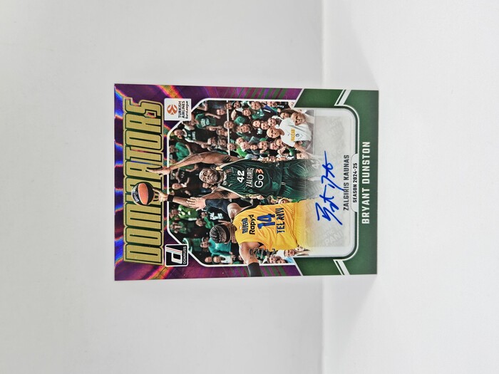 24-25 PANINI DONRUSS EUROLEAGUE ZALGIRIS BRYANT DUNSTON ''DOMINATORS'' PURPLE LASER AUTOGRAPH 24/25