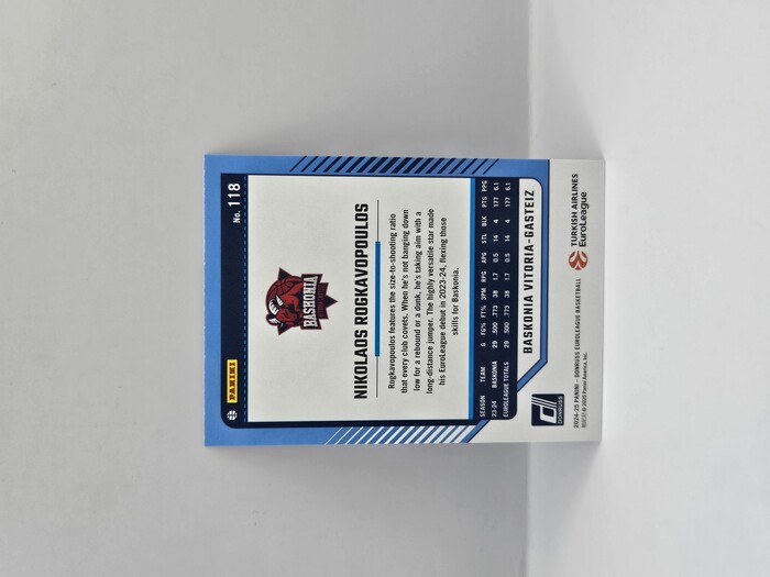 24-25 PANINI DONRUSS EUROLEAGUE BASKONIA NIKOLAOS ROGKAVOPOULOS PURPLE LASER 93/99