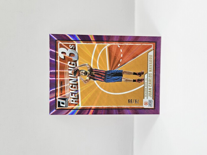 24-25 PANINI DORNUSS EUROLEAGUE BARCELONA JUAN CARLOS NAVARRO REIGNING 3S PURPLE LASER 79/99
