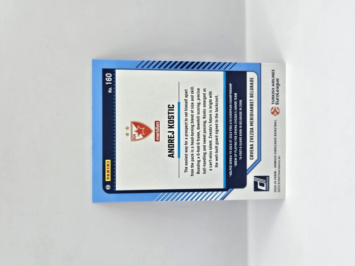 24-25 PANINI DONRUSS EUROLEAGUE CRVENA ZVEZDA ANDREJ KOSTIC BLUE LASER 27/49