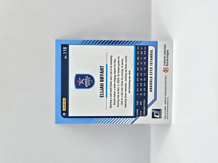 24-25 PANINI DONRUSS EUROLEAGUE ANADOLU EFES ELIJAH BRYANT PURPLE PRESS PROOF 221/275