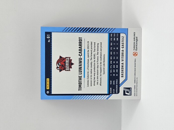 24-25 PANINI DORNUSS OPTIC EUROLEAGUE BASKONIA TIMOTHE LUWAWU-CABARROT ''25TH ANNIVERSARY'' 16/25
