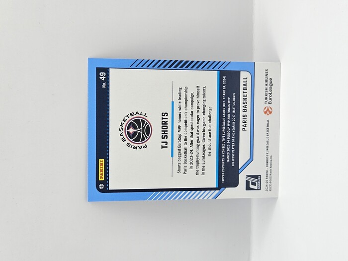 24-25 PANINI DONRUSS EUROLEAGUE PARIS BASKETBALL TJ SHORTS BLUE LASER 31/49