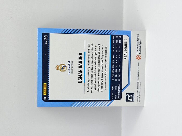 24-25 PANINI DONRUSS EUROLEAGUE REAL MADRID USMAN GARUBA PURPLE PRESS PROOF 082/275