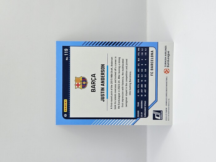 24-25 PANINI DONRUSS  EUROLEAGUE BARCELONA JUSTIN ANDERSON PURPLE PRESS PROOF 197/275