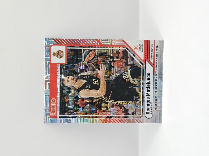 24-25 PANINI DONRUSS EUROLEAGUE MONACO DONATAS MATIEJUNAS PURPLE PRESS PROOF 017/275 