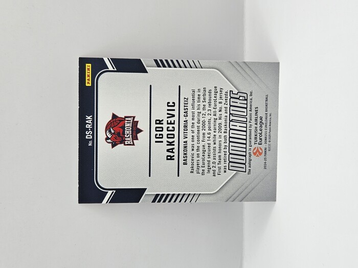 24-25 PANINI DONRUSS EUROLEAGUE BASKONIA IGOR RAKOCEVIC ''DOMINATORS '' RED LASER AUTOGRAPH 10/99