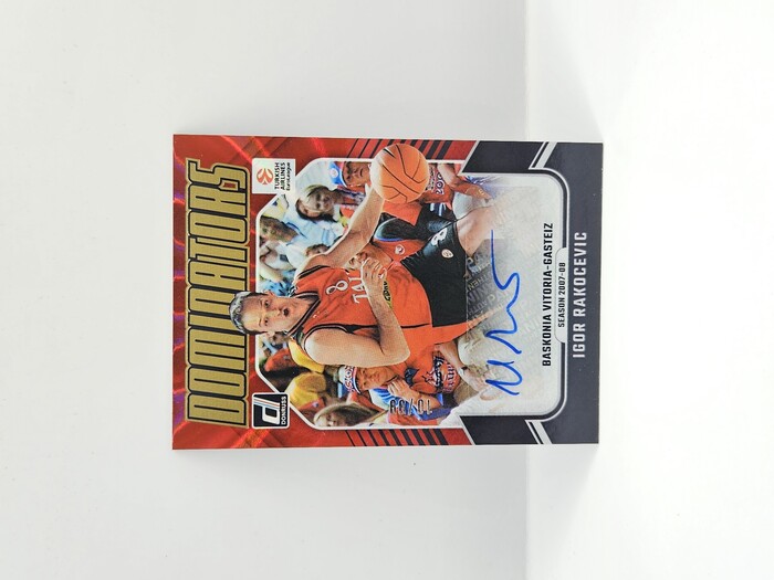 24-25 PANINI DONRUSS EUROLEAGUE BASKONIA IGOR RAKOCEVIC ''DOMINATORS '' RED LASER AUTOGRAPH 10/99