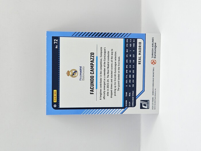 24-25 PANINI DONRUSS EUROLEAGUE REAL MADRID FACUNDO CAMPAZZO SILVER LASER 022/149 
