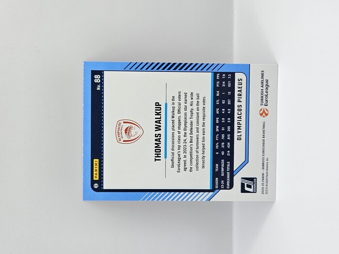 2024-25 PANINI DONRUSS EUROLEAGUE OLYMPIACOS THOMAS WALKUP PURPLE PRESS PROOF 167/275