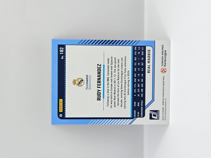 24-25 PANINI DONRUSS EUROLEAGUE REAL MADRID RUDY FERNANDEZ PURPLE LASER 21/99