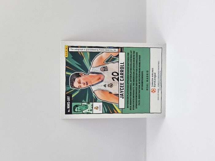 24-25 PANINI DONRUSS EUROLEAGUE REAL MADRID JAYCEE CARROLL ''NET MARVELS'' RED LASER AUTOGRAPH 26/99