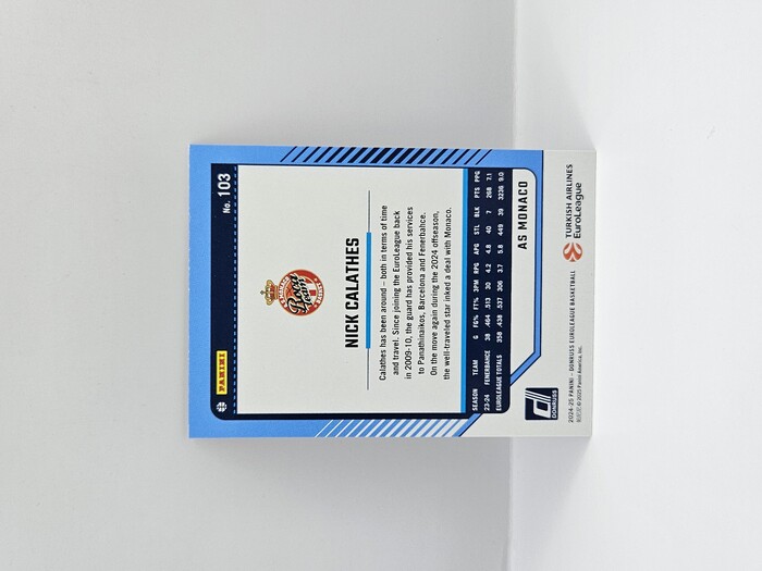 24-25 PANINI DONRUSS EUROLEAGUE MONACO NICK CALATHES PURPLE PRESS PROOF 004/275