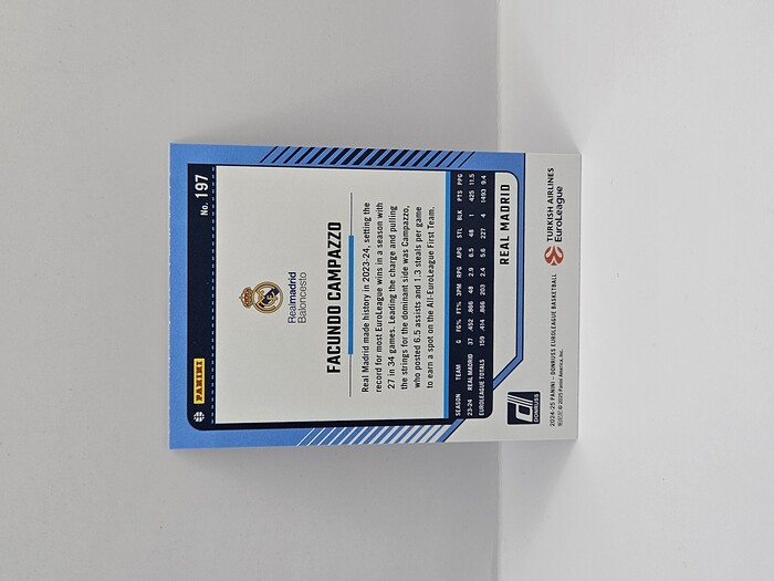 24-25 PANINI DONRUSS EUROLEAGUE REAL MADRID  FACUNDO CAMPAZZO SILVER LASER 085/149