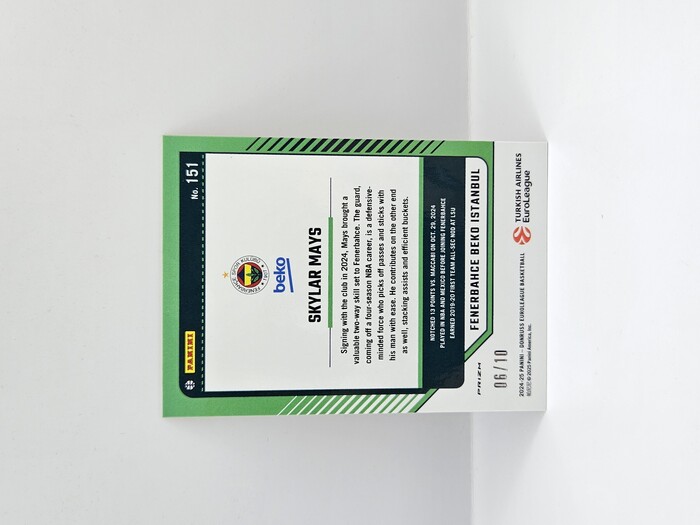 24-25 PANINI DONRUSS OPTIC EUROLEAGUE FENERBAHCE SKYLAR MAYS GOLD 06/10