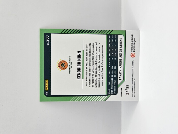 24-25 PANINI DONRUSS OPTIC EUROLEAGUE PANATHINAIKOS KENDRICK NUNN RED 37/99
