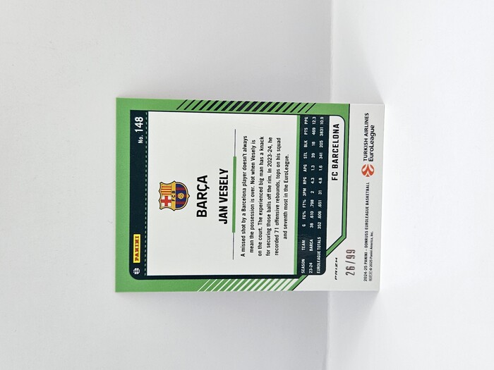 24-25 PANINI DONRUSS  OPTIC EUROLEAGUE BARCELONA JAN VESELY RED 26/99